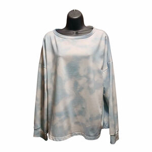 Romantic Hut Blue & White Tie-Dye Long Sleeve Top XL  JC486